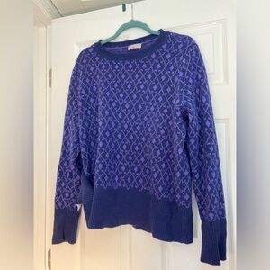 LOFT Women's Purple Patterned Sweater